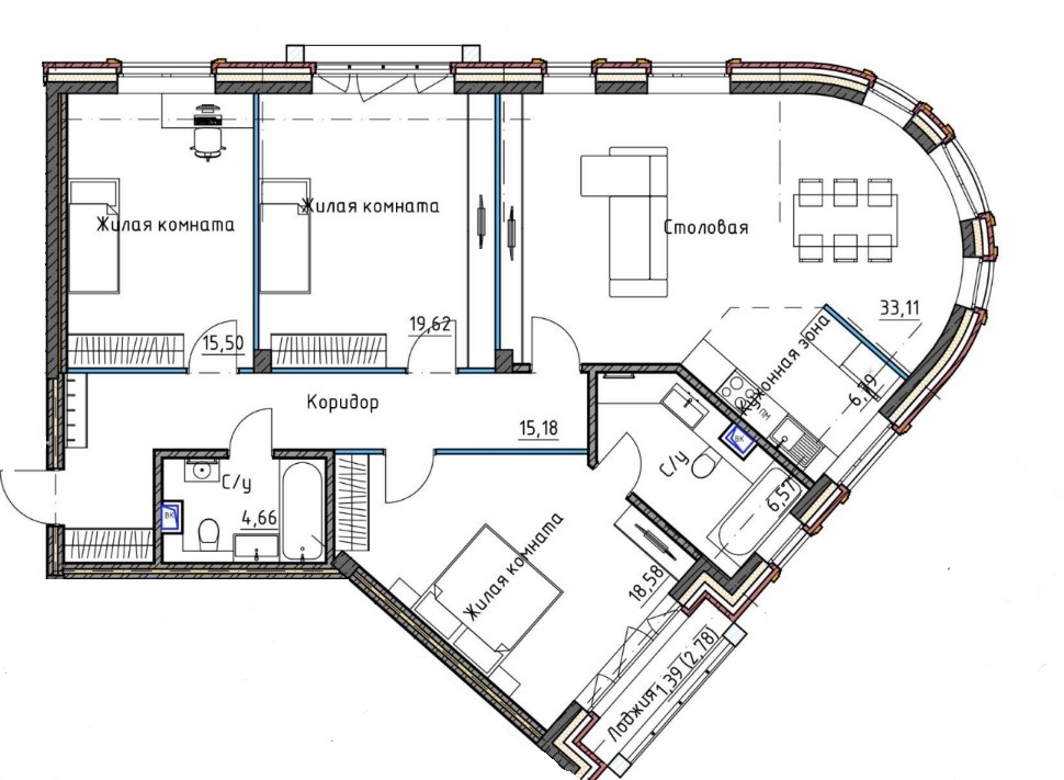 планировка квартиры 121 м2